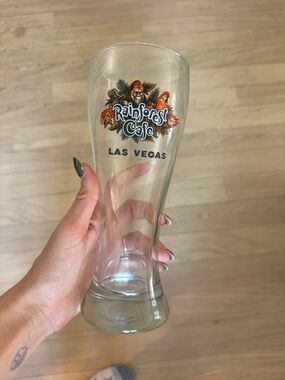 Rainforest Cafe Las Vegas Pilsner Glass - Clear with Multicolor Logo